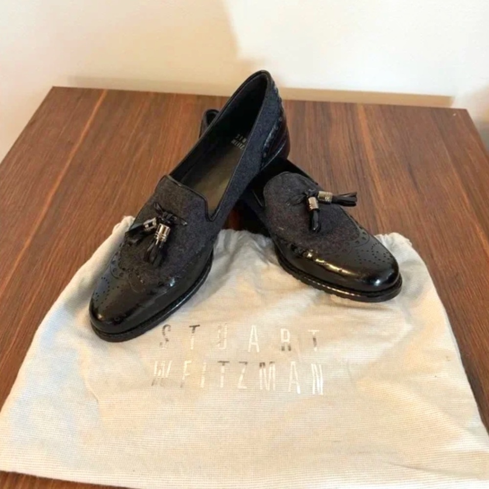 STUART WEITZMAN | black/grey loafers 8.5